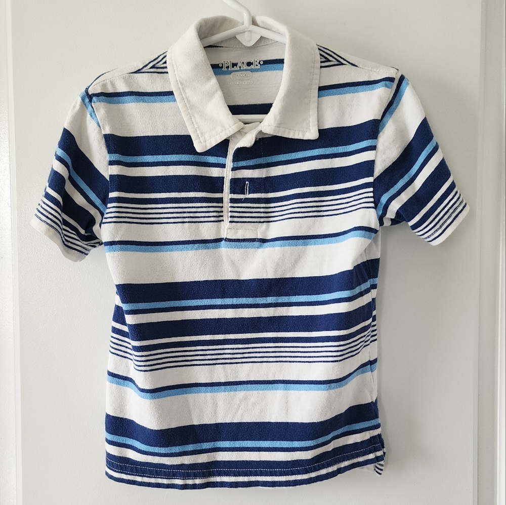 The Children's Place xs4 blue white striped polo shirt Easter Church Elevated
